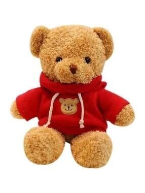 Cute Teddy Bear Plush Stuffed Animal, Teddy Bear with Coffee Hoodie, Gifts